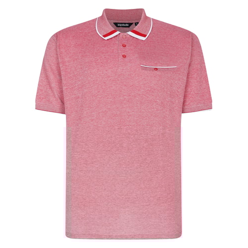 Bigdude – Zweifarbiges Poloshirt mit Jacquard-Kontrast, Pfefferrot